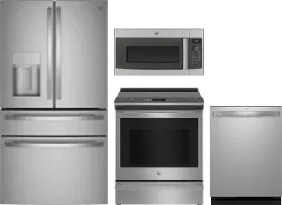 4 Piece Package Includes Refrigerator, Range, Microwave And Dishwasher